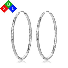 Red Trees Brand Fine Jewelry Personality Real 925 Sterling Silver Big Hoop Earrings For Women 2024 - buy cheap
