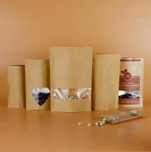 Bolsas de papel Kraft con cierre de cremallera, 100 piezas, 20x30cm, para ventana, regalo, comida seca, fruta, té, sellado gratis 2024 - compra barato