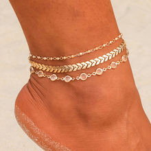 KINFOLK Bohemian Crystal Sequins Anklet Set Fashion Handmade Ankle Bracelet for Women Summer Foot Chain Beach Barefoot Jewelry 2024 - buy cheap