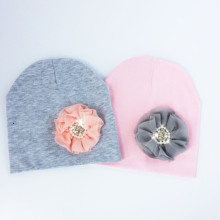 Sombrero con perlas de flores y diamantes para niñas, gorros de turbante elásticos para bebés recién nacidos, gorro para bebé de algodón, 1 pieza 2024 - compra barato