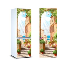 Pegatina 3D para nevera de ciudad europea, cubierta para puerta de lavavajillas, accesorios de decoración para el hogar, pegatinas de pared modernas 2024 - compra barato