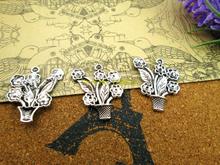 15pcs Flower Plant Charms, Antique Tibetan silver  Flower Plant Charms pendants 28x31mm 2024 - buy cheap