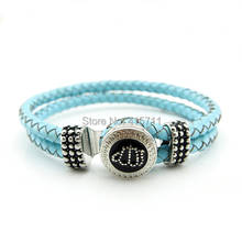 YH-AB05  Islamic Jewelry Blue Leather Bracelet, Rhinestone Allah Muslim Islam Bracelet 2024 - buy cheap
