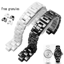 Convex Watchband Ceramic Black White Watch for J12 Bracelet Bands 16mm 19mm Strap Special Solid Links Folding Buckle 2024 - buy cheap