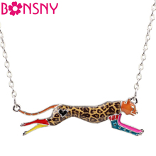 Bonsny colar pingente esmaltado de selva, colar de leopardo com corrente no colar, joias para mulheres e meninas 2024 - compre barato
