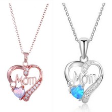 2020 Fashion Jewelry Rose Gold  Chain Crystal Opal Heart Mom Necklace Collier Femme Long Choker Letter Necklaces For Women 2024 - buy cheap