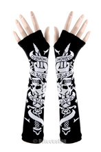 Black punk skeleton Halloween Sexy lady Disco dance costume party fingerless long gloves free shipping wholesale 2024 - buy cheap