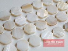 Wholesale!!! (1 Strands) 16x14mm  White Natural Mother of Pearl Shell Hexagon Beads Approx 39CM Per Strand 2024 - buy cheap