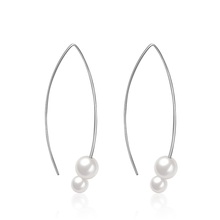 Women Fashion Drop Earrings Solid Sterling Silver Color Pearl Dangle Earrings Hypoallergenic Ear Piercing Jewelry 2024 - buy cheap