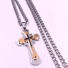 20''-32'' 5mm chain  MENS Fashion Stainless Steel  Curb Link Chain Necklace Gold   Cross Pendant large 2024 - buy cheap