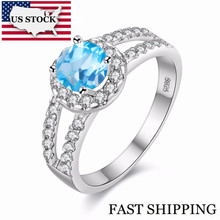 US STOCK New Arrival Argent Femme Ring Luxury Engage Wedding Blue Rings for Women Finger Jewelry Mystic Jewelry Bijoux J510 2024 - buy cheap