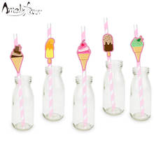 Ice Cream Party Paper Straws Tea Time Icecream Decorations Party Supplies Paper Drinking Straws Event Supplies 2024 - buy cheap