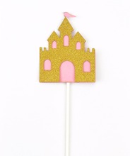 Украшение для торта замок блеск кекс Топпер День рождения украшение для торта флаг девушка принцесса замок фантазия кекс Топпер 2024 - купить недорого