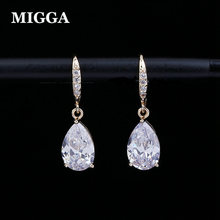 MIGGA Elegant Cubic Zircon Water Drop Dangle Earrings Fashion Women Ladies Party Gift Brincos Jewelry 2024 - buy cheap