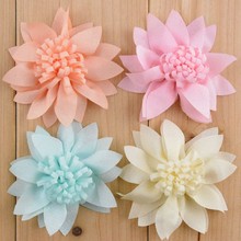 Wholesale 500pcs/lot Free shipping 2.78'' Chiffon Flower No Clip Fabric Ballerina Flowers For DIY Hair Band Hair Accessory MH15 2024 - buy cheap