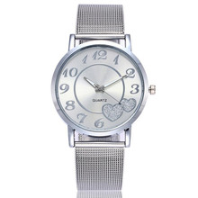 Relógio feminino com pulseira de coração, relógio de luxo aço inoxidável quartzo fashion para mulheres 2024 - compre barato