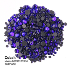 Shinny color Cobalt 1200Pcs/lot  Hotfix Rhinestone Mix size SS6-SS30 Crystal flatback stones  for Adornment DIY free shipping 2024 - купить недорого