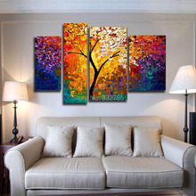 3 unid/set vida brillante pintura de árbol arte 100% hecho a mano Pintura Al Óleo Abstracta moderna arte de la pared de la lona regalo de decoración para el hogar 2024 - compra barato