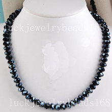 Free Shipping Women Fashion Jewelry Black Crystal Faceted Beads Necklace 16.5" FG0819 2024 - buy cheap