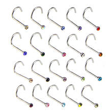 20pcs/lot Stainless Steel Crystal Rhinestone Nose Studs Hooks Bar Body Piercing Jewelry For Women Hot Sale Fashion 2024 - buy cheap