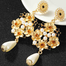 Long Women's Fashion Earrings White Simulated Pearl Flower Earrings Gold Coin Round Stud HOOP  Big Earrings For Women Girls E653 2024 - buy cheap