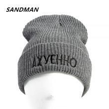 SANDMAN High Quality Russian Letter Acrylic Casual Beanies For Men Women Fashion Knitted Winter Hat Hip-hop Skullies Warm Hat 2024 - buy cheap