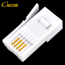 CNCOB-Cabezal de cristal británico 6P4C, Conector de teléfono sedal RJ11, conector modular Cat3 de 4 pines, metralla resistente a la flexión 2024 - compra barato