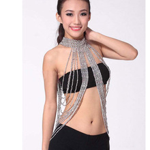 Collar largo de perlas para mujer, joyería de oro y plata, 2 colores, para disfraz de danza del vientre 2024 - compra barato