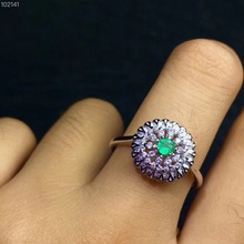 Uloveido 925 Sterling Silver Natural Emerald Ring, Fashion Flower Design Green Gemstone Birthstone Rings for Women 20% FJ323 2024 - buy cheap