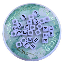 Single Letter E Beads 100pcs/Lot 6*6MM Cube Acrylic Plastic Alphabet Jewelry Spacer Beads Fit Bracelet Keyring Ornaments Decor 2024 - buy cheap