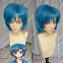 Mizuno Ami-peluca corta azul para Cosplay, Sailor Mercury, juego de rol, disfraz de Halloween, pelucas + gorro de peluca 2024 - compra barato