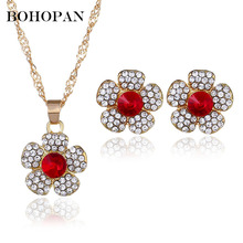 2019 Hot Sale Gold Chain Fashion Jewelry Sets Crystal Zircon Statement Necklace & Earrings Wedding Jewelry for Women Gifts 2024 - buy cheap