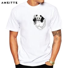 Funny Pocket Panda T-Shirt Men's Cool Animal Printed T Shirt Summer Novelty Male Short Sleeve Basic Tops Tee 2024 - buy cheap