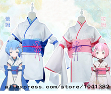 Re:Zero kara Hajimeru Isekai Seikatsu Ram Rem Cosplay Costume Women Lolita Kimono Bowknot Uniform 2024 - buy cheap