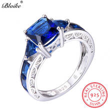 Blaike квадратный сапфировый синий циркон кольца для Для женщин 100% реальные 925 пробы серебро, соответствующий месяцу рождения красивые кольцо Обручение, хорошее ювелирное изделие 2024 - купить недорого