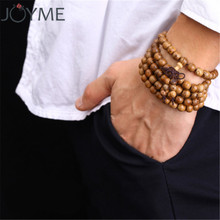 108 Wooden Beaded Bracelet Men Wenge Prayer Beads Tibetan Buddhist Mala Rosary Bracelets For Women  Wood pulsera hombre Jewelry 2024 - купить недорого