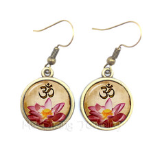 2018 OM Earrings Mandala Photo Art Glass Cabochon Drop Earrings Sacred Geometry Yoga Om Lotus New Fashion Jewelry 2024 - buy cheap