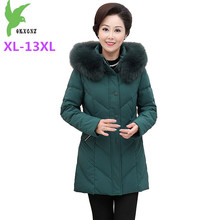 Plus size XL-13XL Down Jacket Women Winter Parkas White duck down coat Middle aged Female Thicken Fur collar Hooded Down Coats 2024 - buy cheap