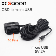 XCGaoon 3.5meter Car Charger OBD 16 Pin DC Converter Module 12V 24V To 5V 2A with micro USB Cable, Low Voltage Protection 2024 - buy cheap