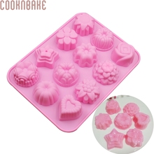 COOKNBAKE-Molde de silicona para pastel DIY, 12 celosías, flor, gelatina o pudin, molde para postres, Chocolate, CDSM-094 2024 - compra barato