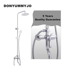 Chrome Swivel Tub Spout Bath Shower Faucet Set Rainfall Shower Mixer Taps with Handheld Shower Wall Mounted 2024 - buy cheap