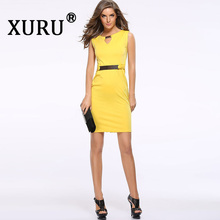 XURU new summer dress women's dress metal buckle small V-neck bottoming dress Slim temperament large size dress S-3XL 2024 - buy cheap