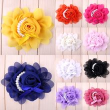 10pcs/lot 10 Colors Hair Clips Chiffon Rose Pearl Flower For Infant Children Hair Accessories Candy Color Flower For Headband 2024 - buy cheap
