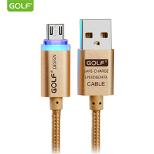 GOLF Smart LED Light Metal Braided Android Phone Charger Cable For Huawei Mate7 Samsung S7 LG G3 Micro USB Data Sync Charge Wire 2024 - buy cheap