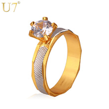Anel de cristal zircônio cúbico u7, anel dourado colorido, joias estilosas para festas, presente para mulheres, anéis de casamento da moda r370 2024 - compre barato