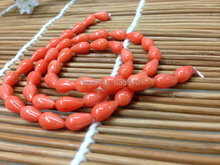 1 strand 5x8mm mar bambu orange coral gota de lágrima solta pérolas fit diy tomada de jóias da moda livre grátis 2024 - compre barato