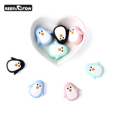 KEEP&GROW 50Pcs Rodents Penguin Baby Silicone Teether Beads Cartoon BPA Free DIY Teething Necklace Beads Silicone Teething Gifts 2024 - buy cheap