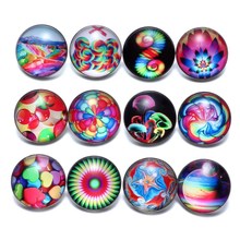 12pcs/lot Colorful Dizziness Theme Glass Charms 18mm Snap Button Jewelry For 20mm Snaps Bracelet Snap Jewelry KZ0704 2024 - buy cheap