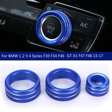 3Pcs For BMW 1 2 3 4 Series F30 F34 F46 GT X1 F47 F48 13-17 Car Styling Air Conditioning Knobs Audio Circle Trim Alloy Accessory 2024 - buy cheap