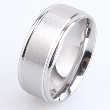 8 мм двойные полосы Матовый Серебряный цвет 316L нержавеющая сталь палец кольца для мужчин оптовая продажа 2024 - купить недорого